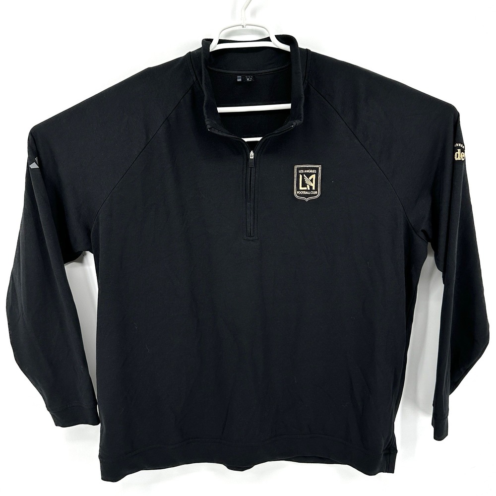 LAFC Los Angeles Football Club Adidas Black Gold 1/4 Zip Pullover Men's 2XL